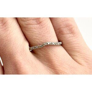 Minimalist Stackable CZ Curved Head 925 Sterling Silver Vintage Ring - sz 7